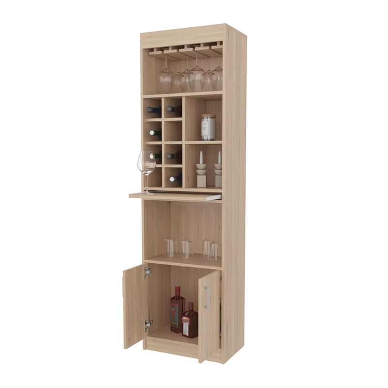 TUHOME - Bar Alto Syrah 180x51x32 Cm Rovere Con Portacopas