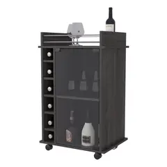 TUHOME - Mueble Bar Dukat Coñac 6 Botelleros 89X41X55 Cm Con Ruedas