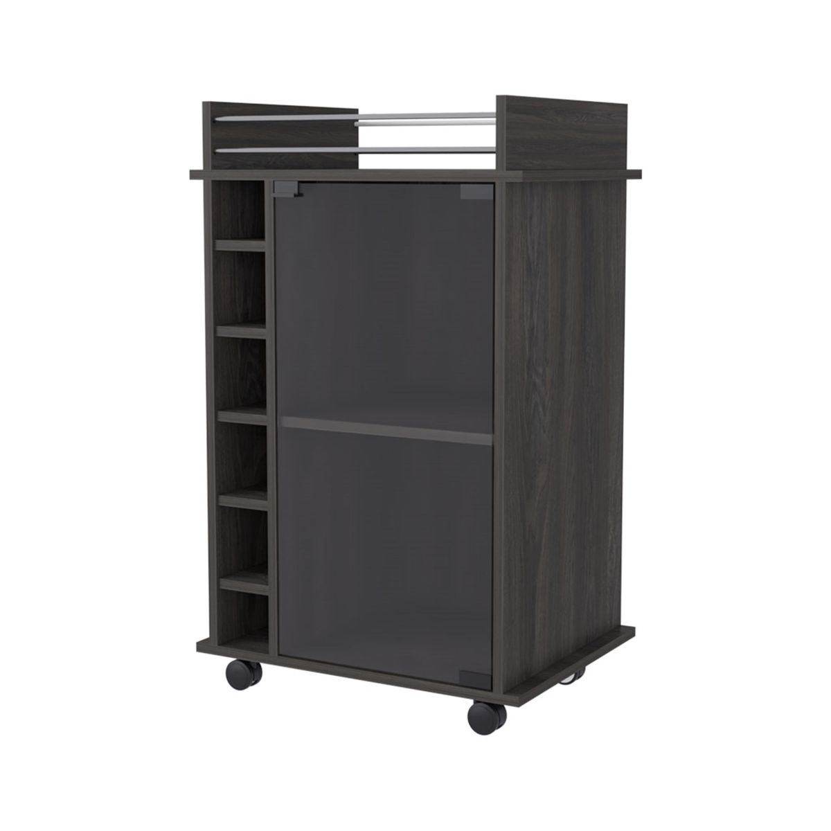 TUHOME - Mueble Bar Dukat Coñac 6 Botelleros 89X41X55 Cm Con Ruedas