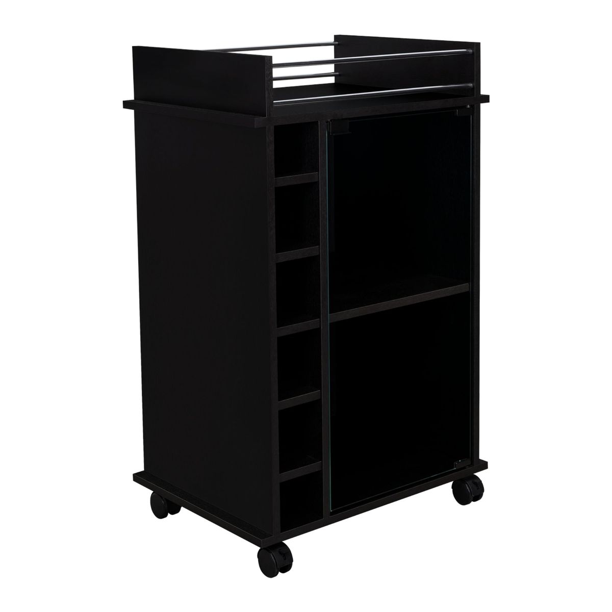 TUHOME - Bar Bajo 6 Botelleros 1 Puerta De Vidrio Fm-009N - Negro