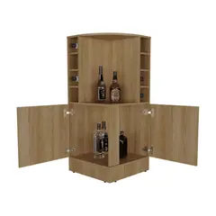 TUHOME - Bar Bajo Esquinero 8 Botelleros Jakes 2 Puertas Fresno