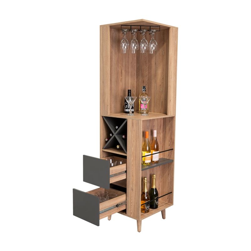TUHOME - Bar Esquinero Salem 2 Cajones Miel Y Plomo 180X50X50 Cm