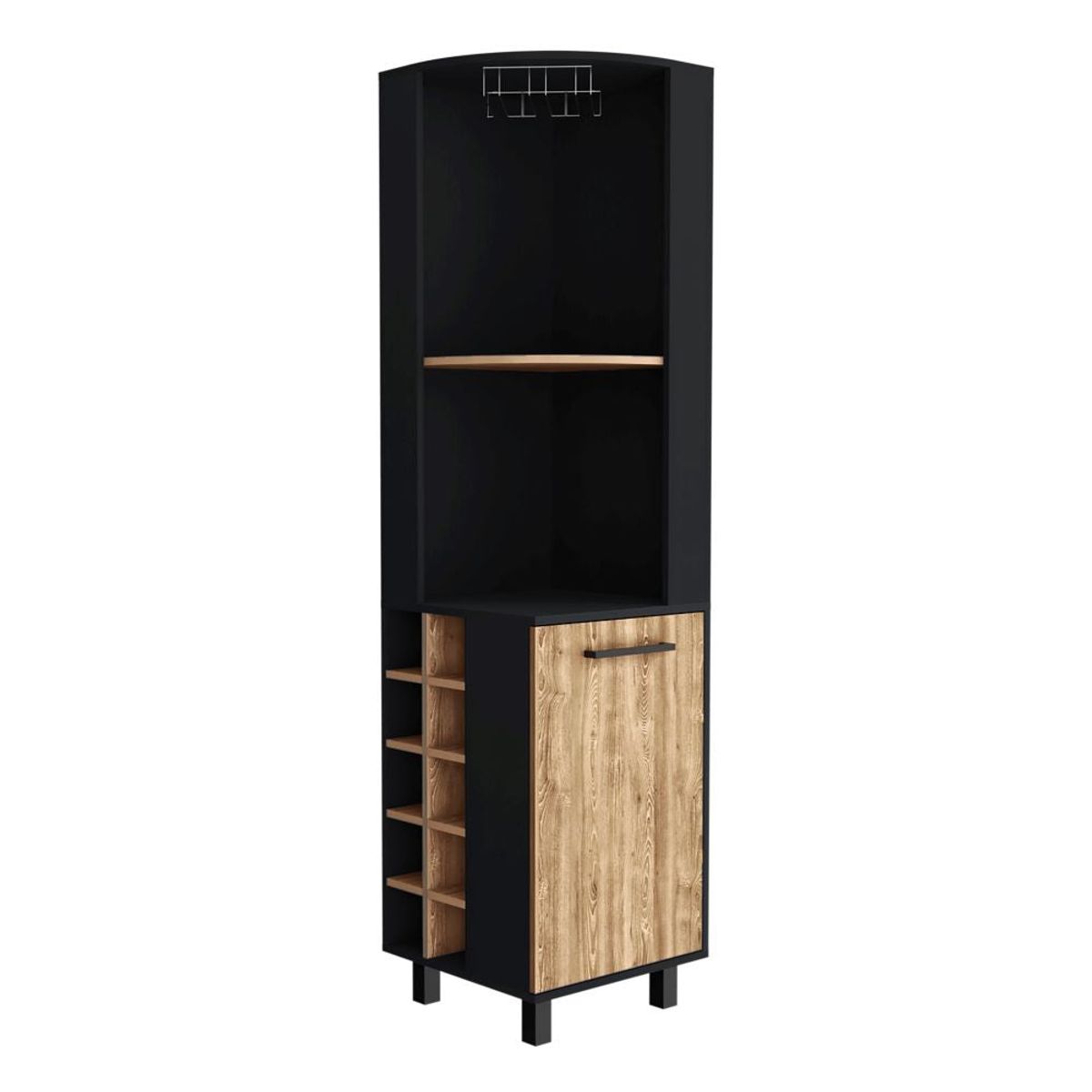 TUHOME - Bar Esquinero 8 Botelleros 1 Puerta Fm-007N - Negro