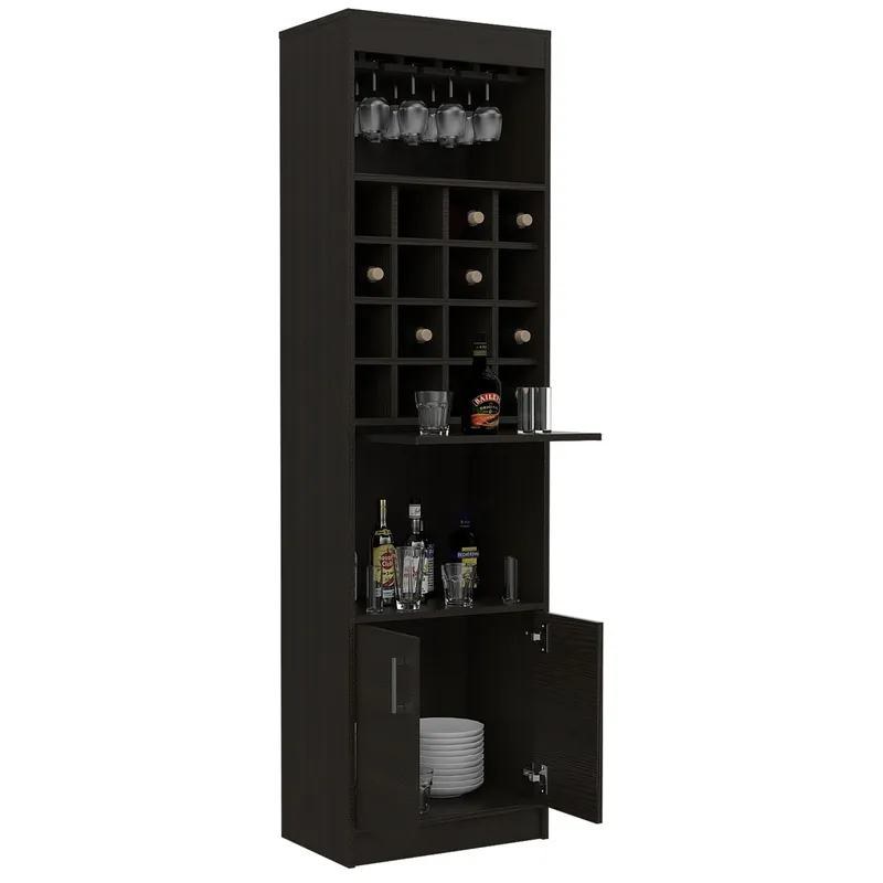 TUHOME - Bar Alto Kava Beijing Wengue Blanco Con Portacopas