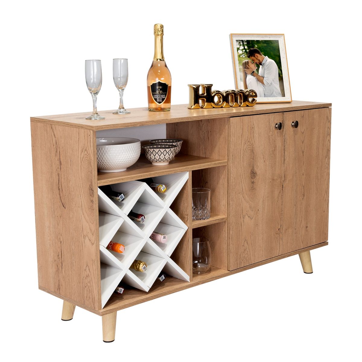 TUHOME - Mueble Bar Bajo Vihti Macadamia Y Blanco