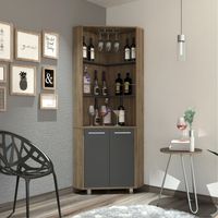 Bar Alto Esquinero Carmenere 2 Puertas Miel Y Plomo