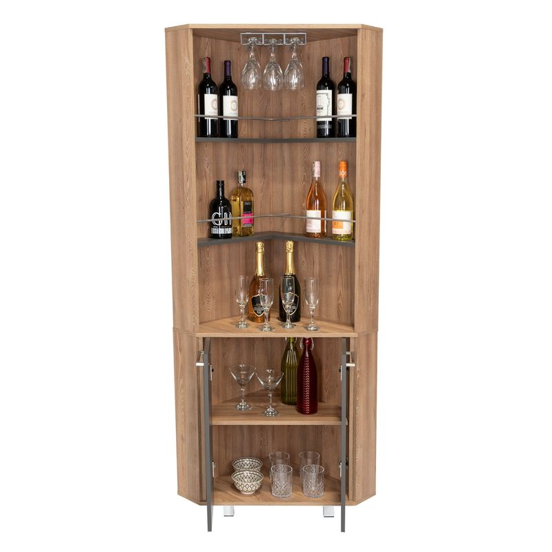 TUHOME - Bar Alto Esquinero Carmenere 2 Puertas Miel Y Plomo