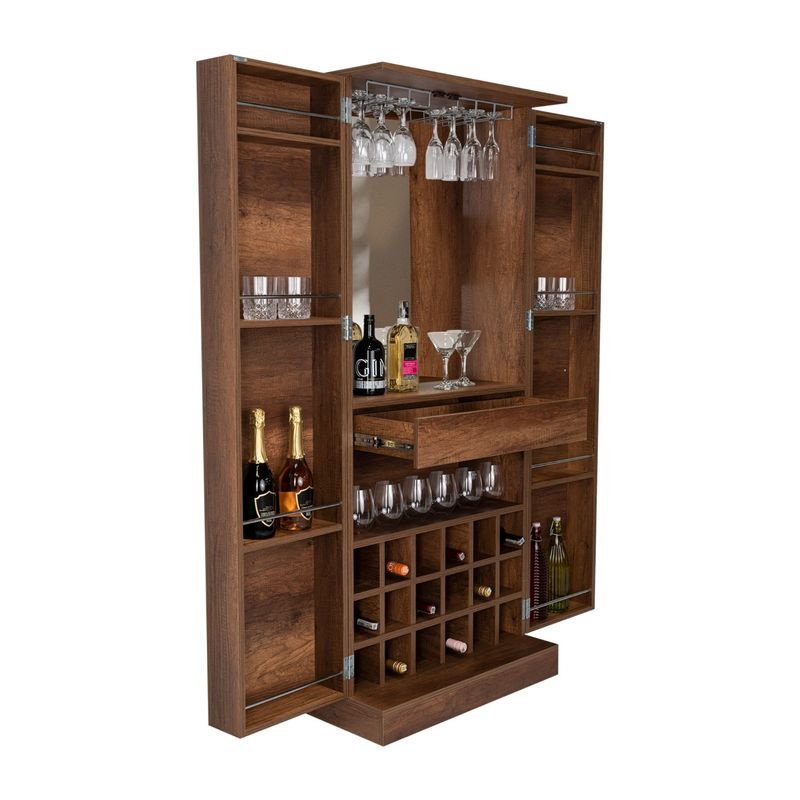TUHOME - Bar Alto Malbec 2 Puertas Amplio Espacio Caramelo Con Portacopas