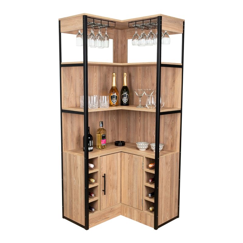 TUHOME - Bar Esquinero Magnum 1 Puerta Miel Con Portacopas