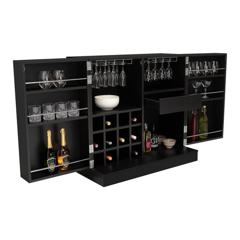TUHOME - Bar Bajo Sintra 2 Puertas 12 Botelleros Y Portacopas Wengue