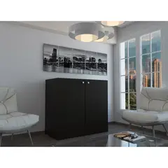 TUHOME - Bar Bajo Sintra 2 Puertas 12 Botelleros Y Portacopas Wengue