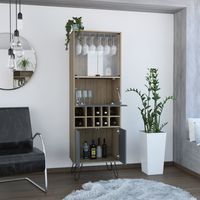 Bar Alto Vassel 5 Puertas Miel Y Plomo