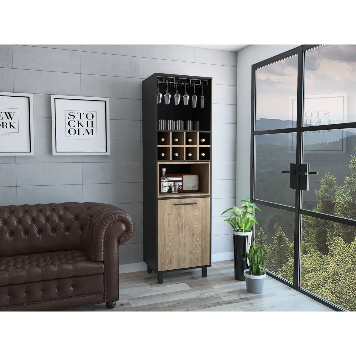 TUHOME - Bar Alto Kaia Wengue Y Miel 180X53X40 Cm