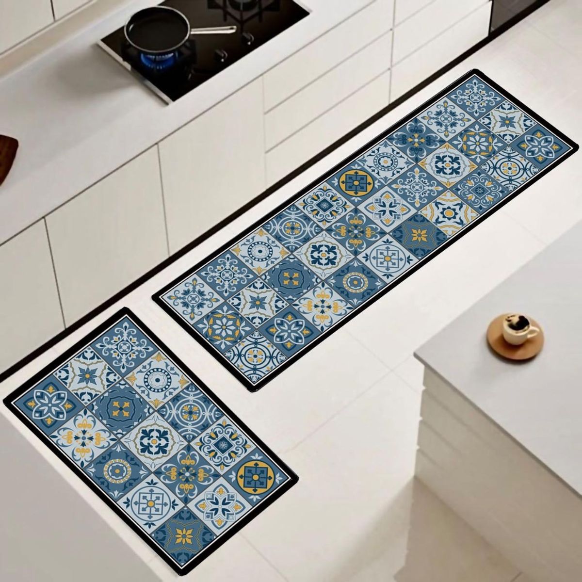 GENERICO - Set de 02 alfombra de cocina impermeable de Cuero Nappa md01