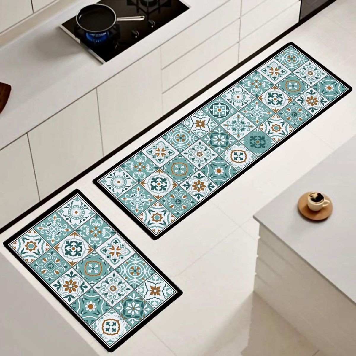 GENERICO - Set de 02 alfombra de cocina impermeable de Cuero Nappa md02