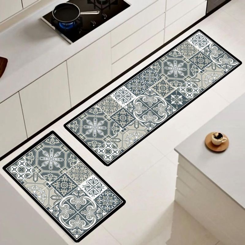 GENERICO - Set de 02 alfombra de cocina impermeable de Cuero Nappa md03