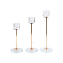 GENERICO - Pack 3 Porta Vela Candelabro Set 3 Candelabros Vidrio