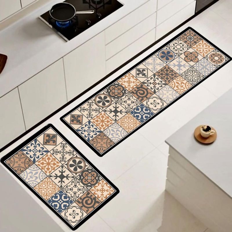 GENERICO - Set de 02 alfombra de cocina impermeable de Cuero Nappa md05
