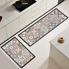 GENERICO - Set de 02 alfombra de cocina impermeable de Cuero Nappa md06