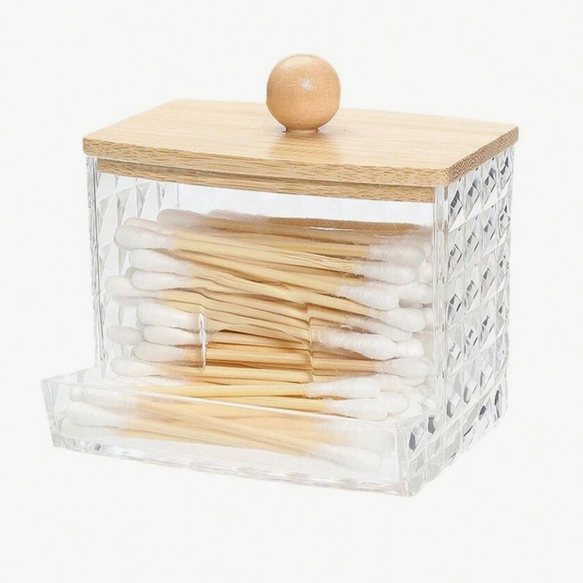 OEM - Caja De Hisopo Algodon Bombonera Decoracion Vidrio Cristal C