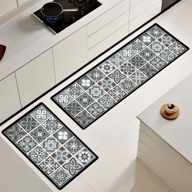 GENERICO - Set de 02 alfombra de cocina impermeable de Cuero Nappa md07