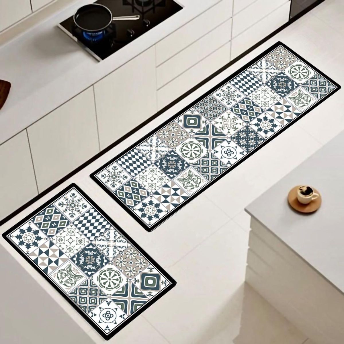 GENERICO - Set de 02 alfombra de cocina impermeable de Cuero Nappa md08