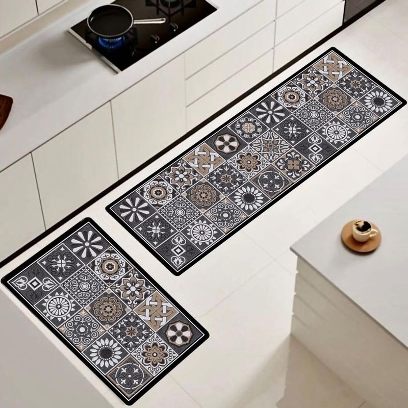GENERICO - Set de 02 alfombra de cocina impermeable de Cuero Nappa md10