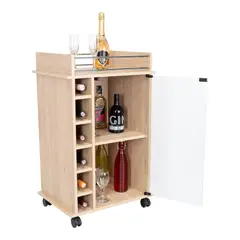 TUHOME - Mueble Bar Dukat Rovere 6 Botelleros 89X41X55 Cm Con Ruedas
