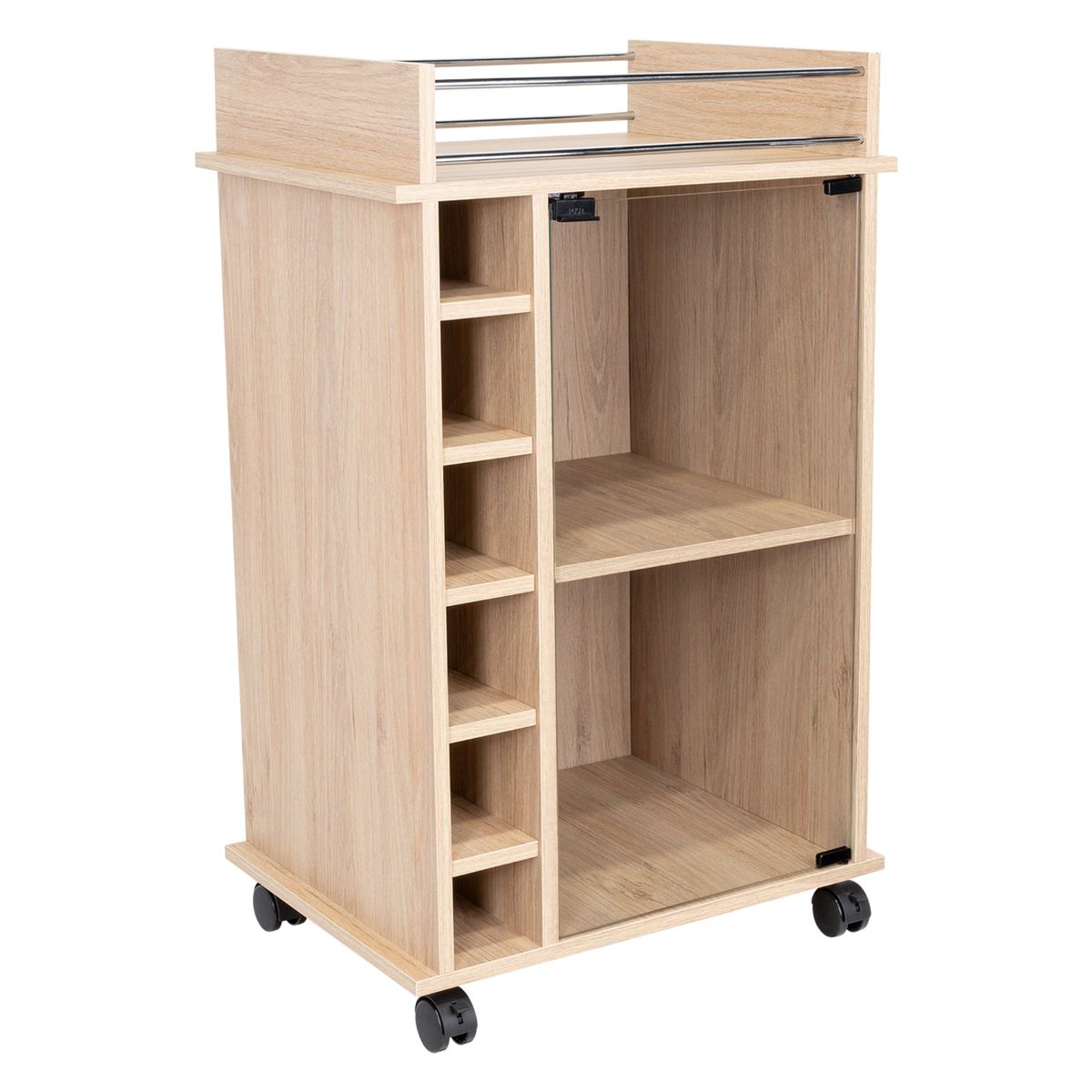 TUHOME - Mueble Bar Dukat Rovere 6 Botelleros 89X41X55 Cm Con Ruedas