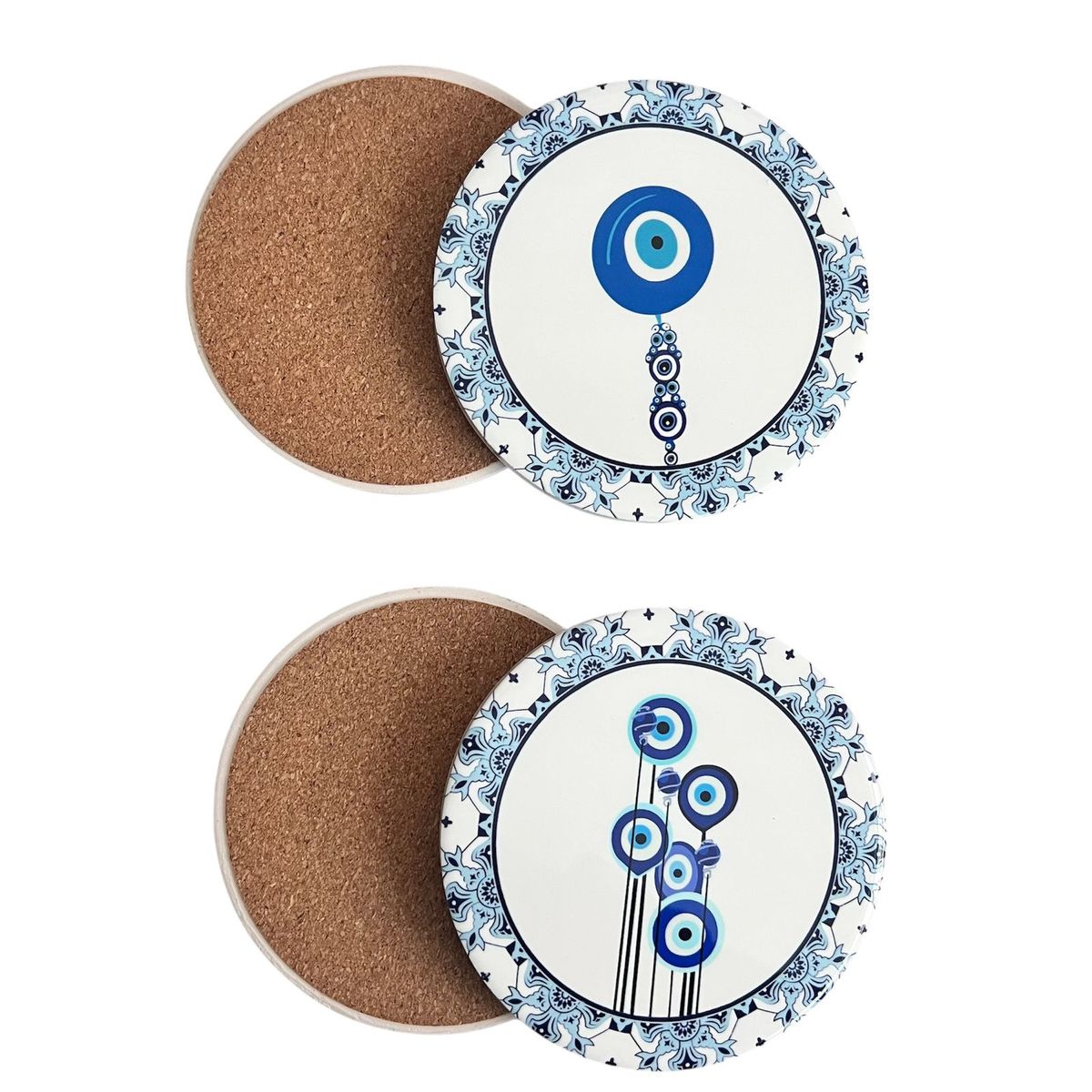 GENERICO - Set 4 Posavasos Ceramica Y Corcho 4 Piezas Atrapasueño