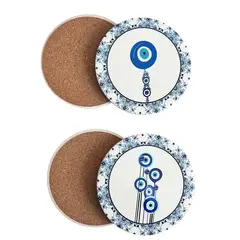 GENERICO - Set 4 Posavasos Ceramica Y Corcho 4 Piezas Atrapasueño