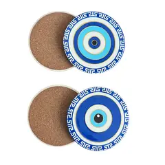 GENERICO - Set 4 Posavasos Ceramica Y Corcho 4 Piezas Ojo turco