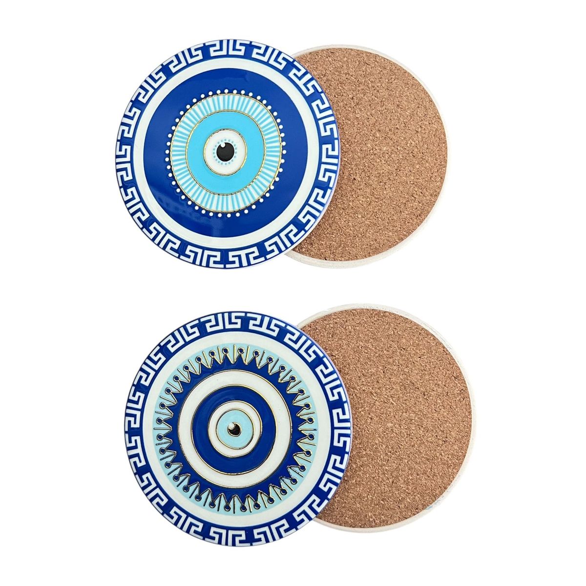 GENERICO - Set 4 Posavasos Ceramica Y Corcho 4 Piezas Ojo turco