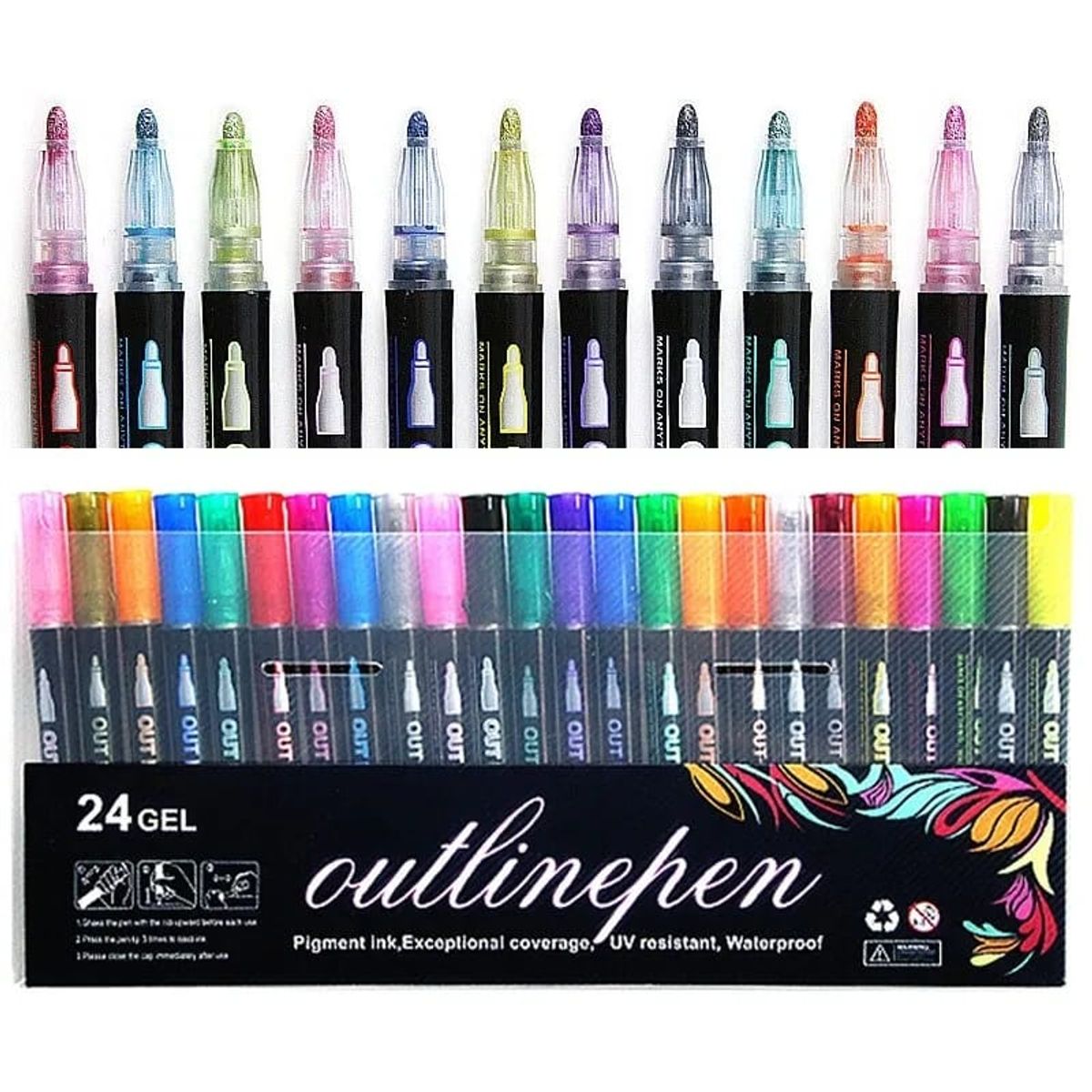 GENERICO - Marcadores Magicos Gel  colores Contorno 24 Piezas