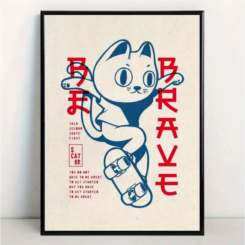 GENERICO - Hermoso cuadro decorativo 60 x 40 gato skater