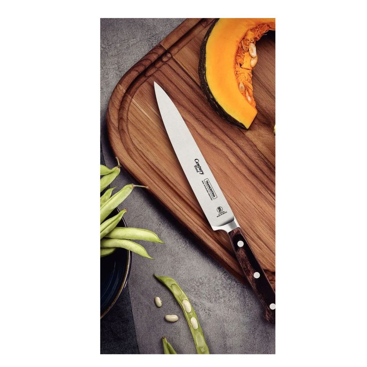 TRAMONTINA - Cuchillo Century Wood Hoja Acero Inoxidable Utility 8 Pulgadas