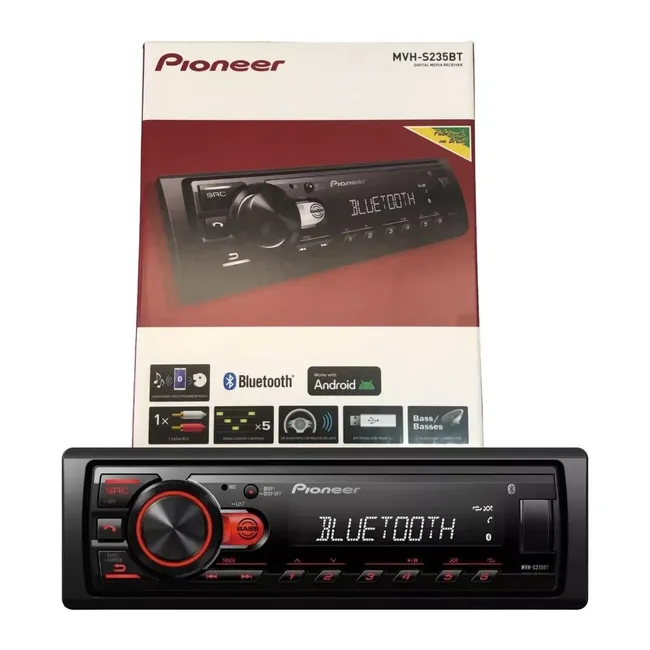 PIONEER - RADIO PARA AUTO PIONEER MVHS-235BT NEGRO CON ROJO