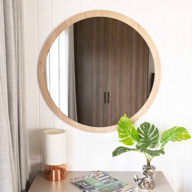 TUHOME - Espejo Circular Ary 80x80 Cm Con Marco De Madera