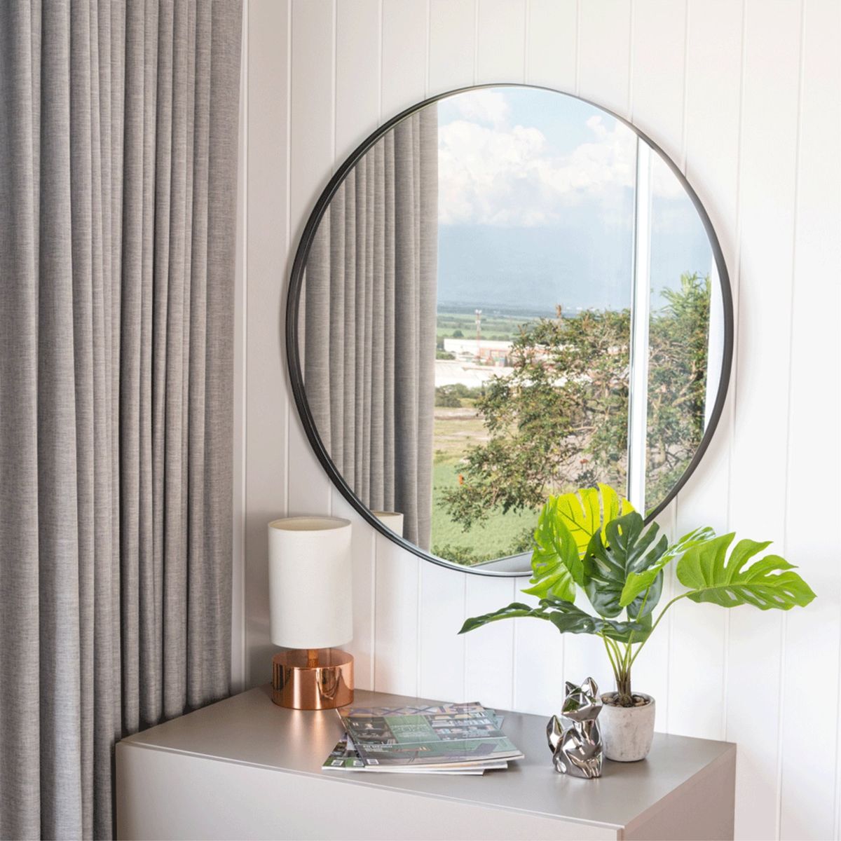 TUHOME - Espejo Circular Lisboa Marco Metalico 80x80 Cm