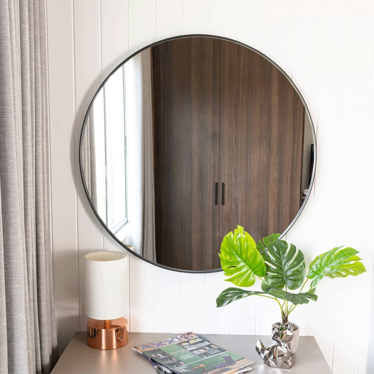 TUHOME - Espejo Circular Lisboa Marco Metalico 80x80 Cm