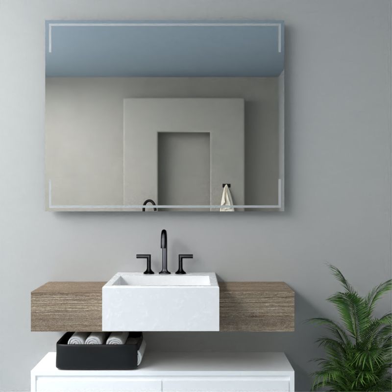 TUHOME - Espejo Rectangular 80x100 Cm Con Diseño En Sandblasting