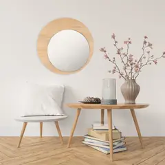 TUHOME - Espejo Circular Ary 60x60 Cm Con Marco Madera