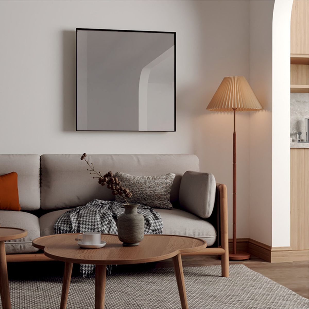 TUHOME - Espejo Ambar 58x58 Cm Marco Metalico Negro