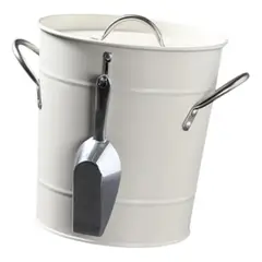 GENERICO - Hielera Metal Blanco Vintage Con Tapa Y Cuchara