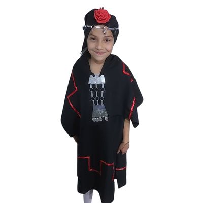 Generico Traje Tipico Mapuche Niña Talla 6 Con Accesorios