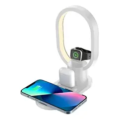 GENERICO - Estacion De Carga 4 En 1 Lampara Cargador Inalambrico 15w