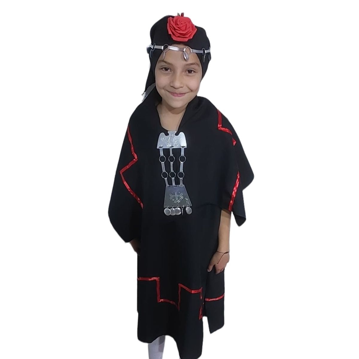 GENERICO - TRAJE TIPICO MAPUCHE NIÑA TALLA 12 CON ACCESORIOS