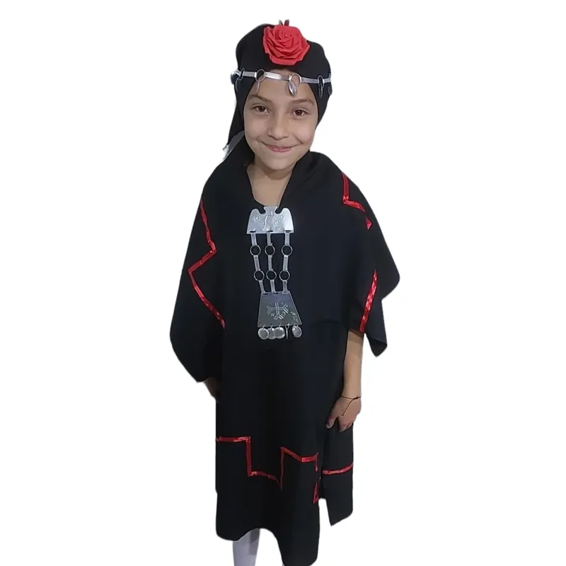 GENERICO - TRAJE TIPICO MAPUCHE NIÑA TALLA 12 CON ACCESORIOS