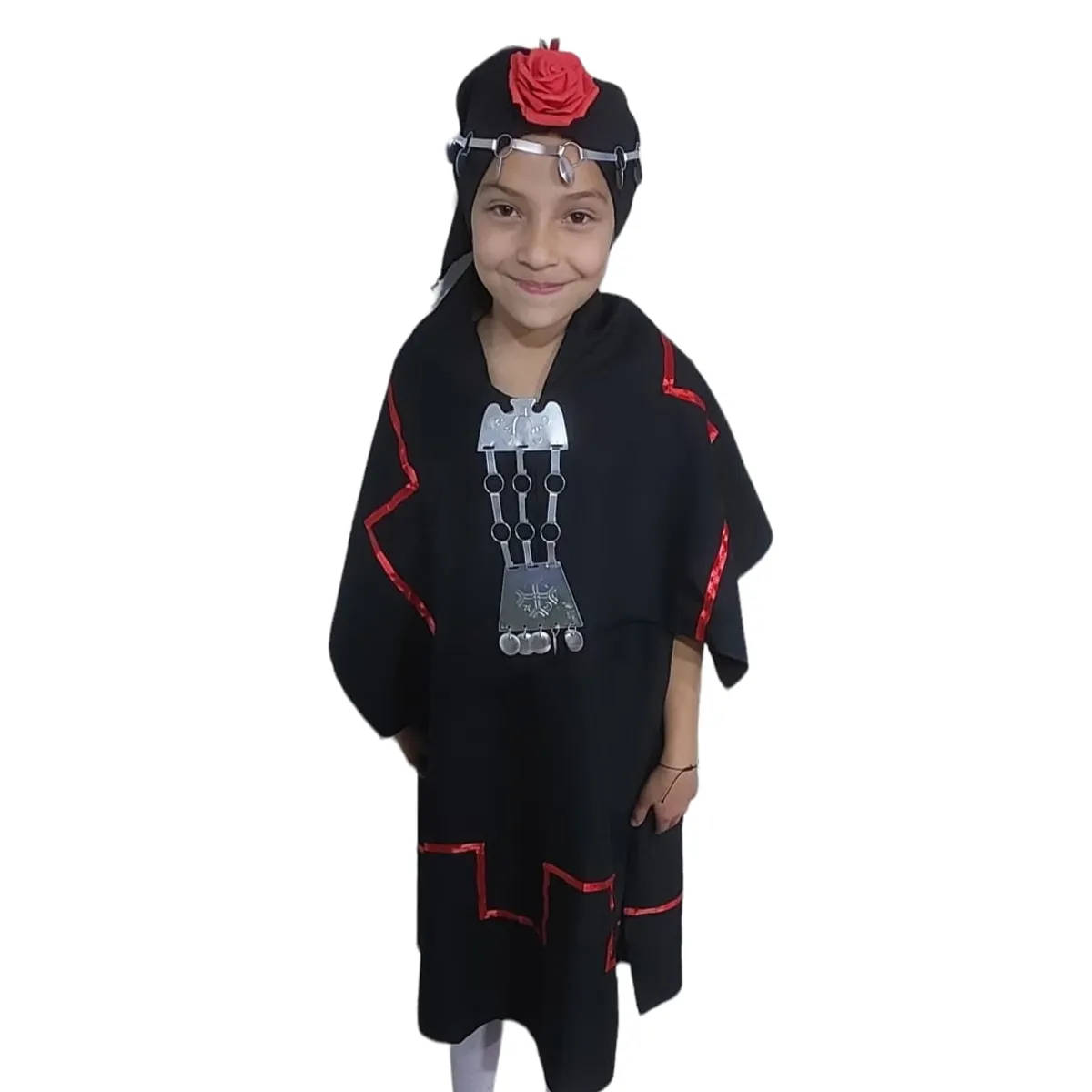 GENERICO - TRAJE TIPICO MAPUCHE NIÑA TALLA 14 CON ACCESORIOS