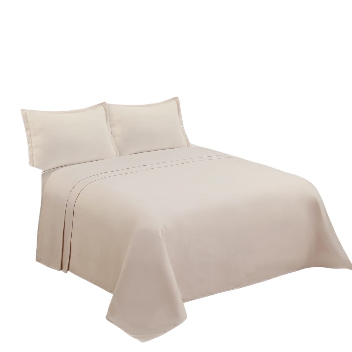 GENERICO - Juego de Sabanas King. 4 Piezas. Color Beige TFS001